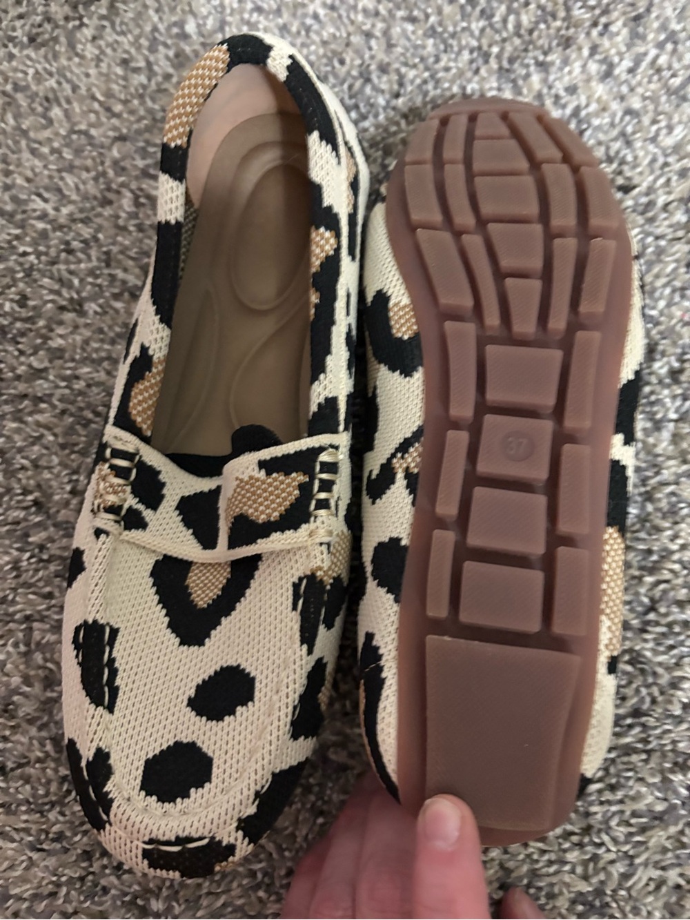 Women’s Leopard-Print Slip-On Loafers in Beige and Black - Picture 3 of 3
